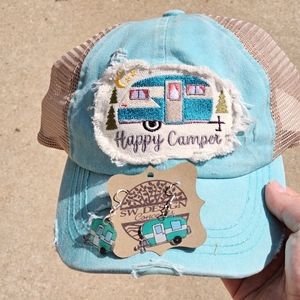 C.C Happy Camper Pony Tail Hat and Earring